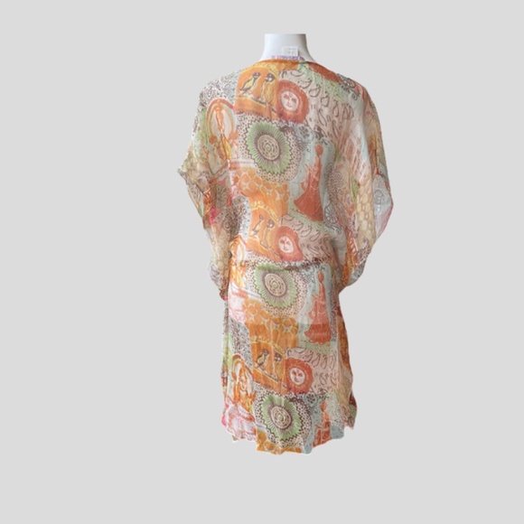 Les Filos Pure Silk Kimono Cover Up OS Fits Most - Picture 3 of 6